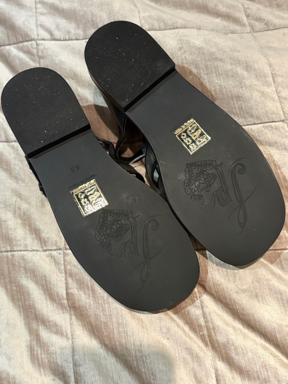 Free People Willow Distressed Black Fisherman Sandals NWOTS size 6.5 - Picture 7 of 10